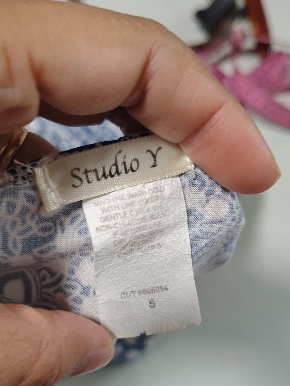 Vintage Studio Y Babydoll Square Neck Tunic Top Size S Y2K 90s Blue White Boho - Picture 11 of 15